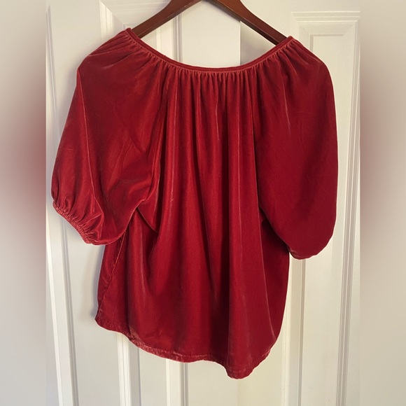 Old Navy Elbow- Sleeve Split- Neck Velvet Swing Blouse - Picture 2 of 6